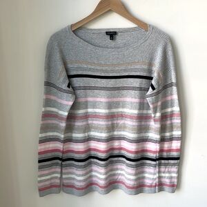 Talbots Cashmere Blend Multi Striped Sweater in Grey Casual Soft Office Size M